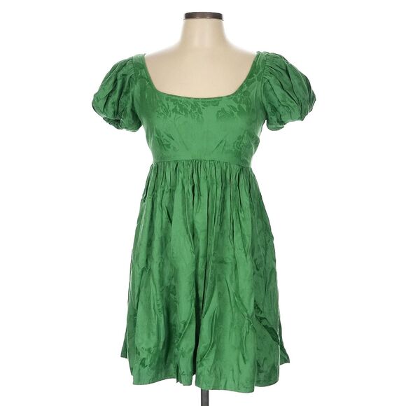 byTiMo Dress Women L Green Floral Jacquard Babydoll Puff Slv Empire Waist  NWT - www.disolcolor.com